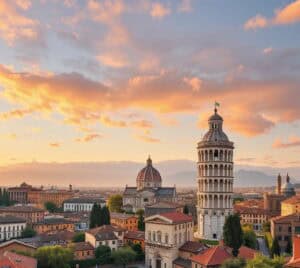 Atardecer en pisa italia con reflejos dorados – Viajeros por el Mundo