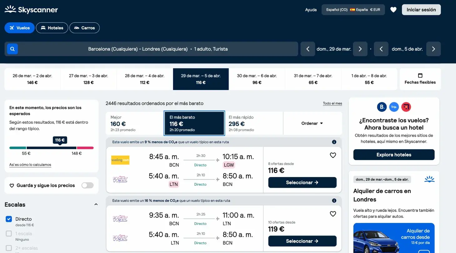 vuelo barcelona londres 116 euros directo vueling semana santa 2026 skyscanner - Los Viajeros por el Mundo