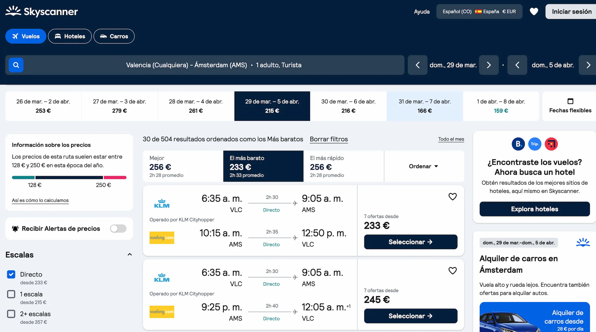 vuelo valencia amsterdam 233 euros directo klm semana santa 2026 skyscanner - Los Viajeros por el Mundo