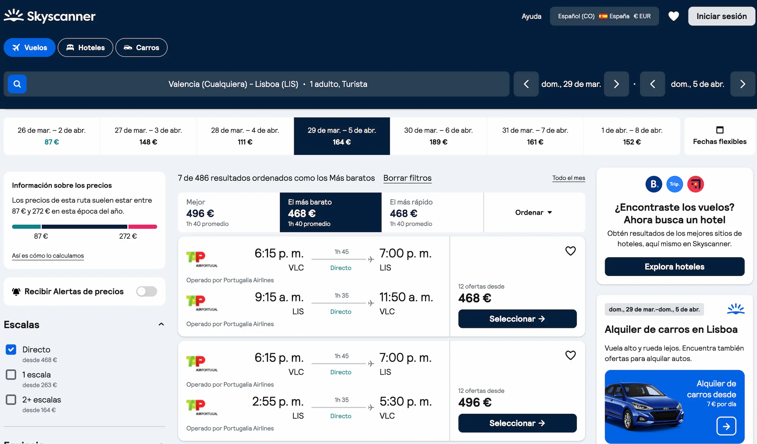 vuelo valencia lisboa 164 euros con escala tap portugal semana santa 2026 skyscanner - Los Viajeros por el Mundo