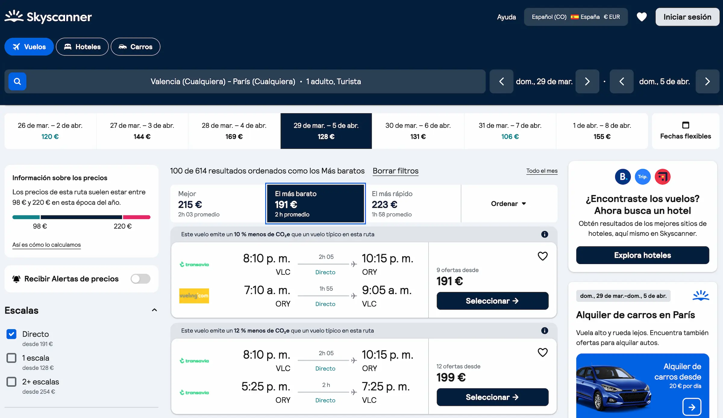 vuelo valencia paris 191 euros directo transavia semana santa 2026 skyscanner - Los Viajeros por el Mundo